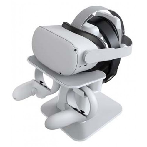 KIWI design VR Stand Compatible with Quest/Quest 2/Rift/Rift S/GO/HTC Vive/Vive Pro/Valve Index VR Headset and Touch Controllers, White